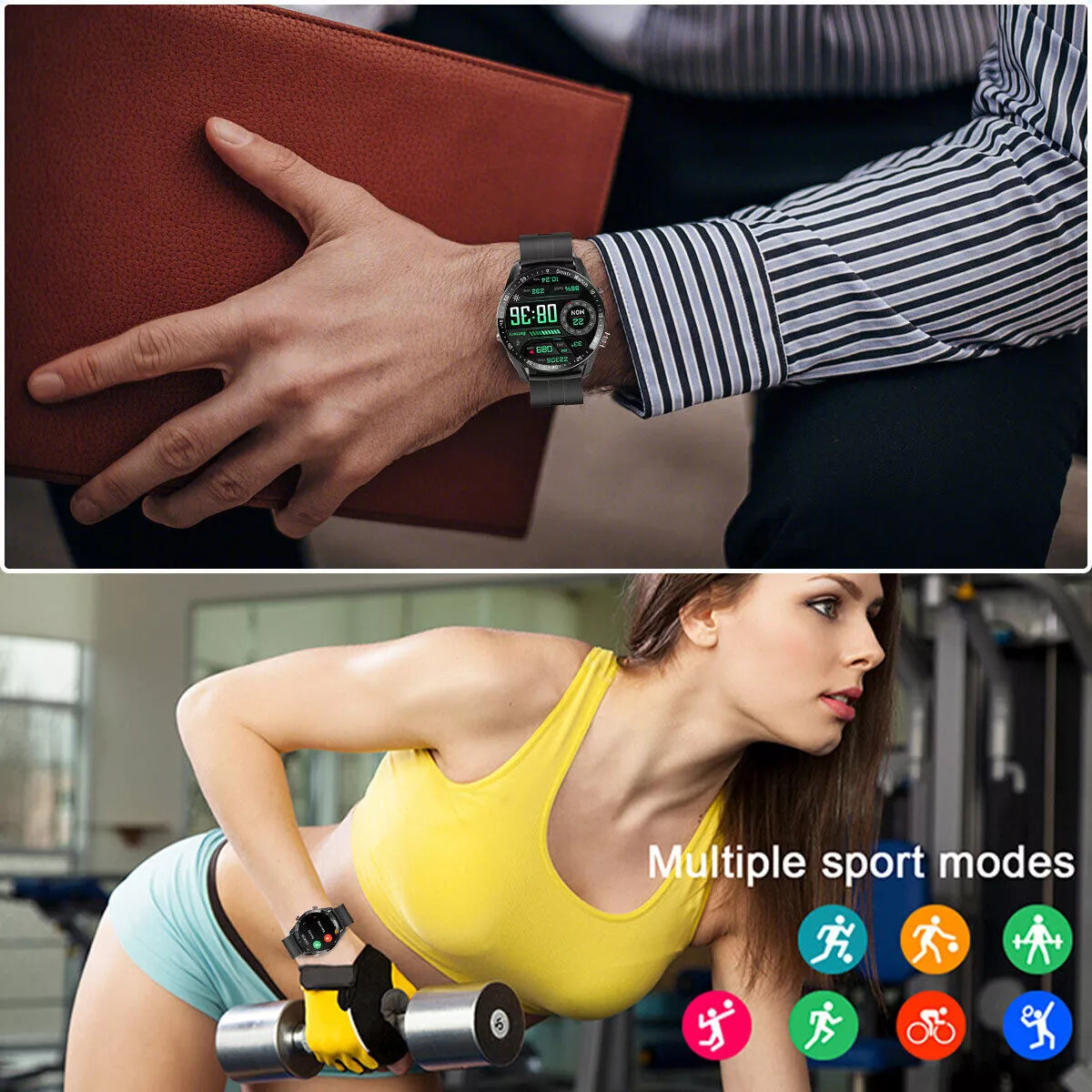 Smart Fitness Tracker Uhr mit Metallarmband