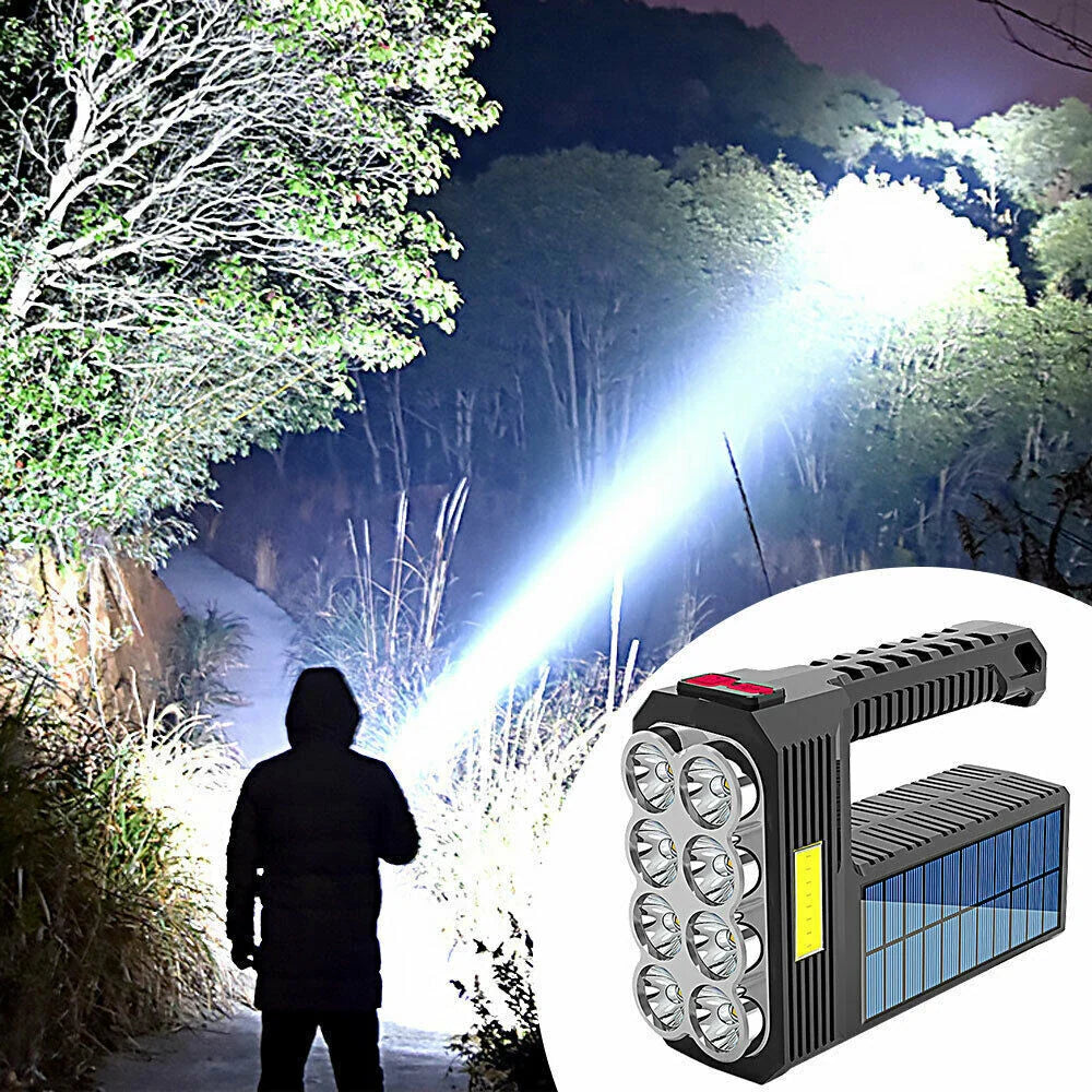 Solar LED Taschenlampe – Wasserdichter, leistungsstarker Handstrahler mit Lithium-Batterie