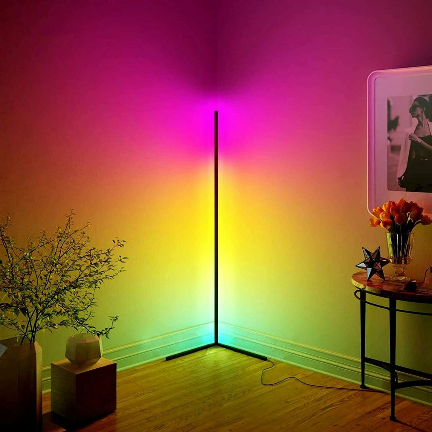 NeoGlow – Futuristische RGB LED Stehlampe mit 16 Millionen Farben, App und Fernbedienung