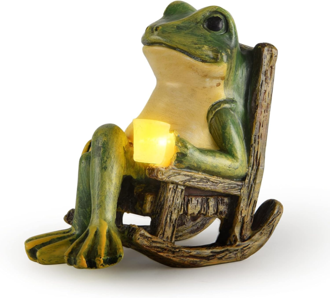 Leuchtender Gartenfrosch aus Kunststoffharz für bezaubernde Gartendekoration