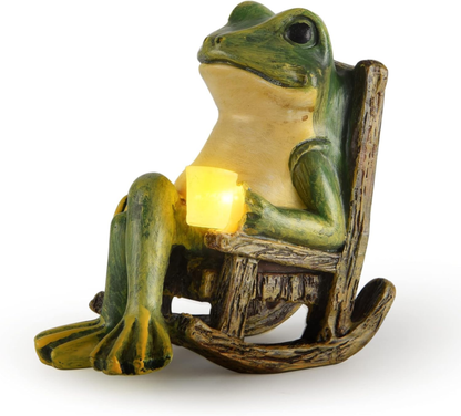 Leuchtender Gartenfrosch aus Kunststoffharz für bezaubernde Gartendekoration