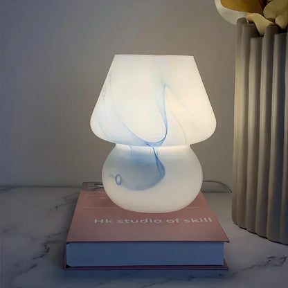 Elegante Glas-Pilz-Tischlampe