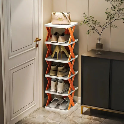 Platzsparender multifunktionaler faltbarer Schuhregal