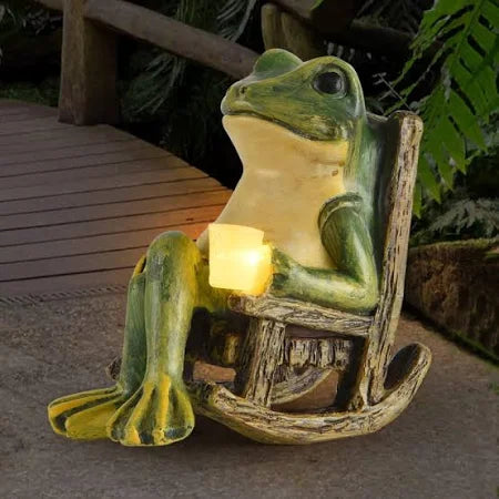 Leuchtender Gartenfrosch aus Kunststoffharz für bezaubernde Gartendekoration