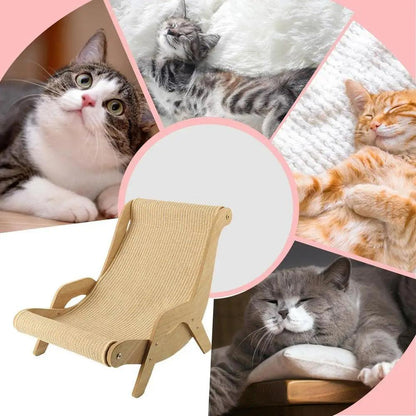 Sisal Holz Katzen Lounge Stuhl | Haustierfreundliches multifunktionales Katzenkratzmöbel