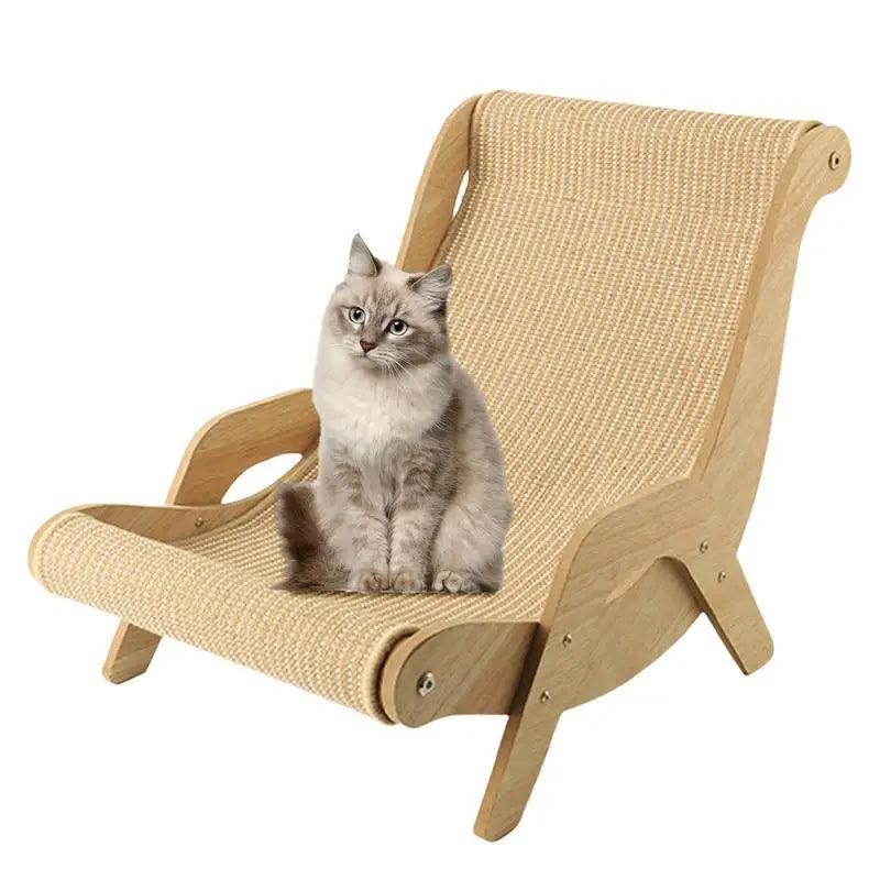 Sisal Holz Katzen Lounge Stuhl | Haustierfreundliches multifunktionales Katzenkratzmöbel