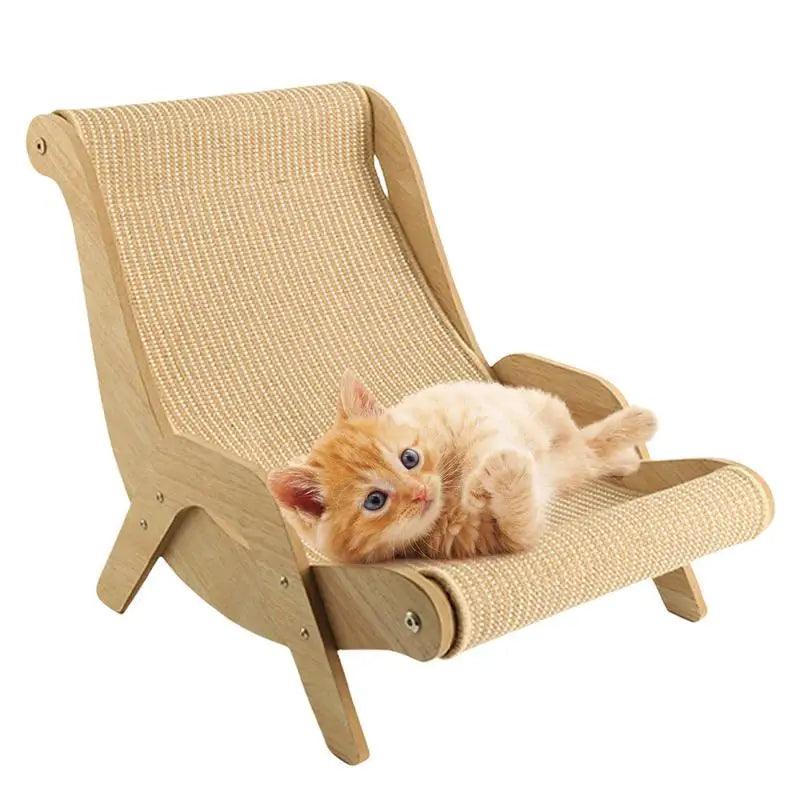 Sisal Holz Katzen Lounge Stuhl | Haustierfreundliches multifunktionales Katzenkratzmöbel