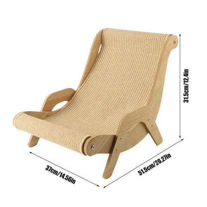 Sisal Holz Katzen Lounge Stuhl | Haustierfreundliches multifunktionales Katzenkratzmöbel