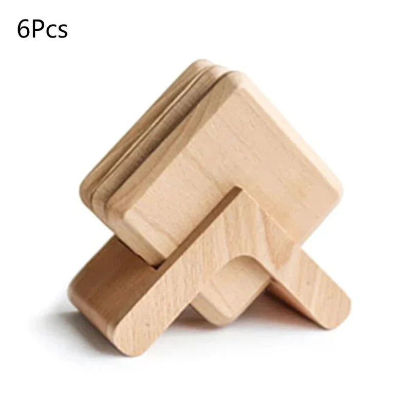 Sechsteilige Walnuss-Untersetzer-Set