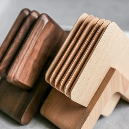 Sechsteilige Walnuss-Untersetzer-Set