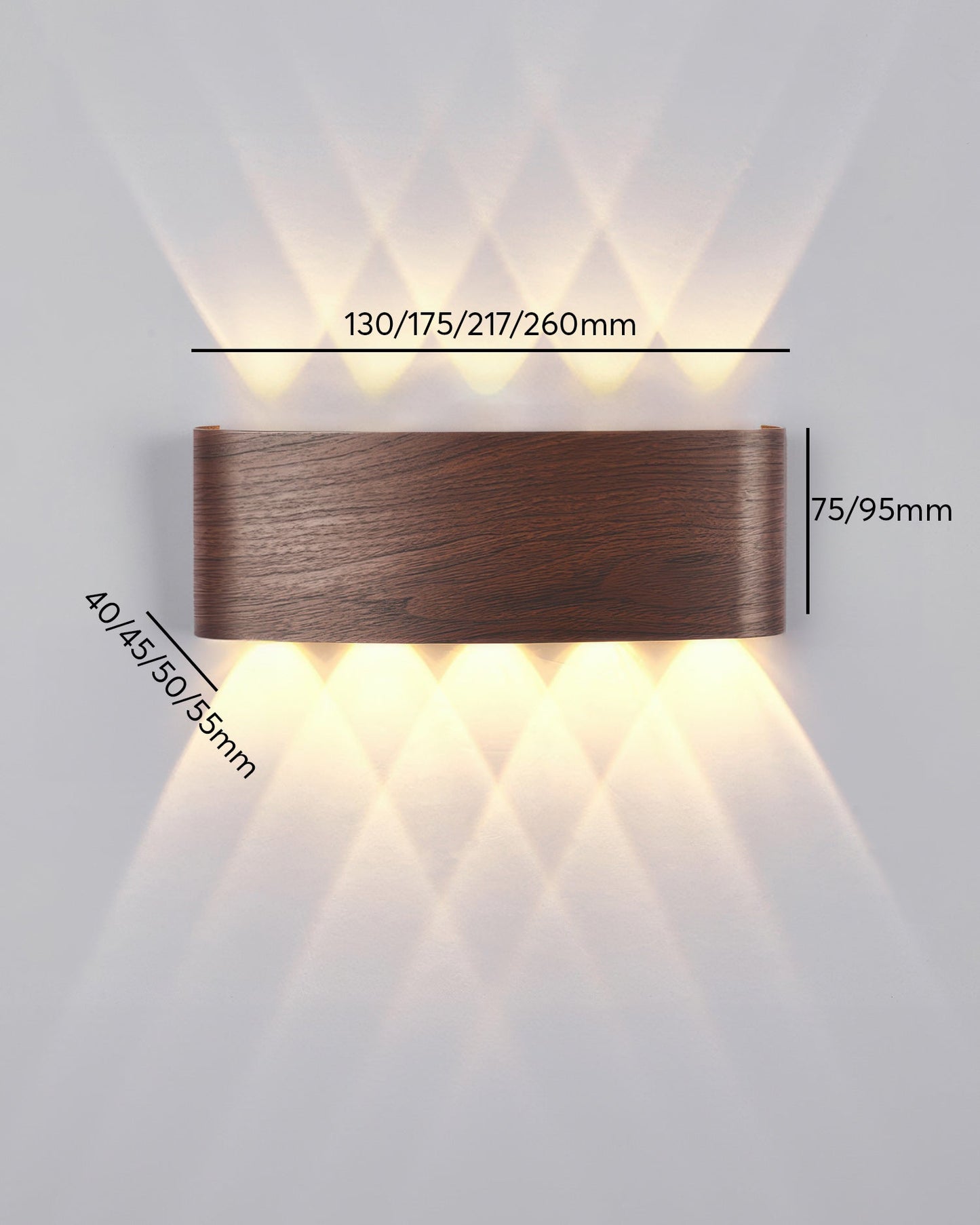 Lumina LED-Wandleuchte mit Holzmaserung