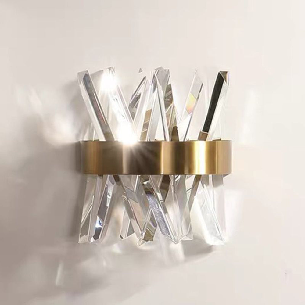 Marilyn Moderne LED-Wandleuchte für den Innenbereich, Gold, Schlafzimmer/Wohnzimmer, Metall, Kristall