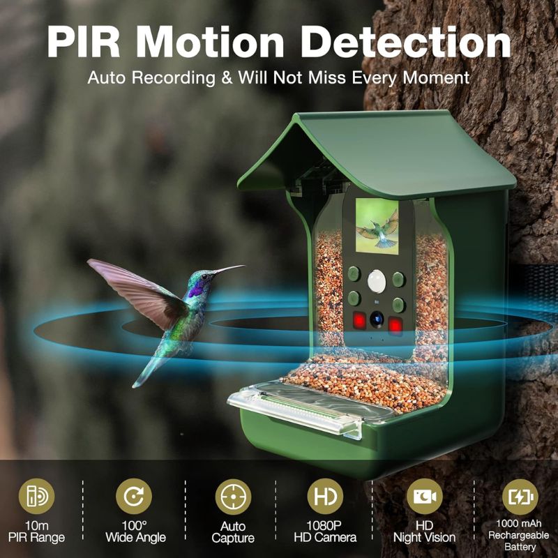 Smart Bird Feeder mit PIR-Bewegungserkennung und automatischer Aufnahme