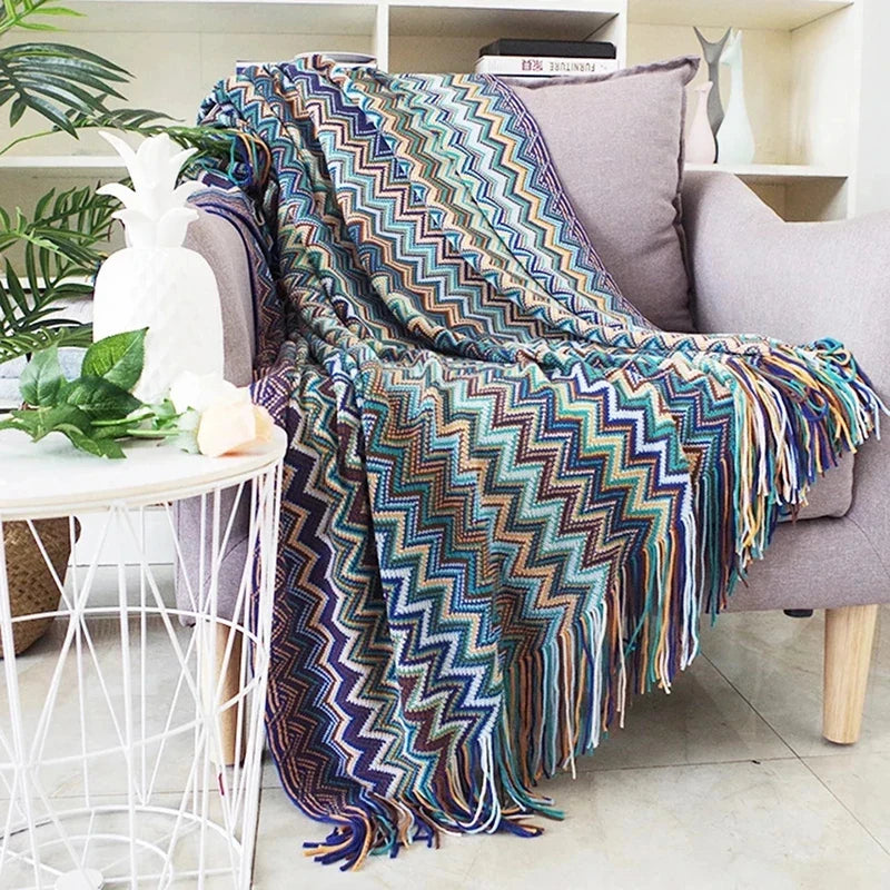 Boho Plaid Decke & Ecksofa Überwurf - Zuhause, Hotel, Reise, Picknick Essentials