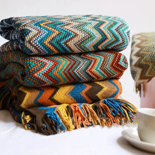 Boho Plaid Decke & Ecksofa Überwurf - Zuhause, Hotel, Reise, Picknick Essentials