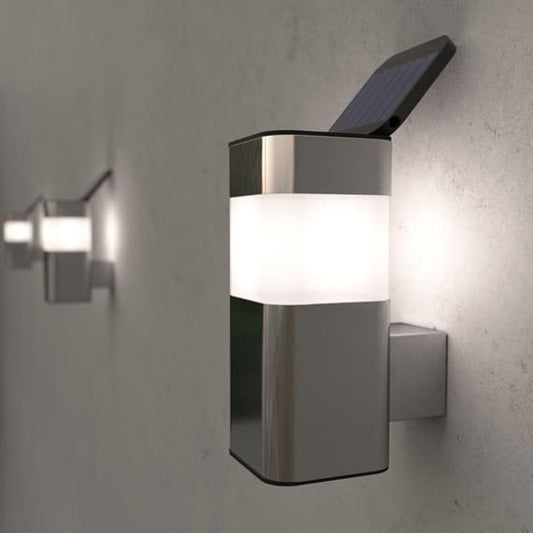 Wandleuchte Edelstahl Solar Außenlampe
