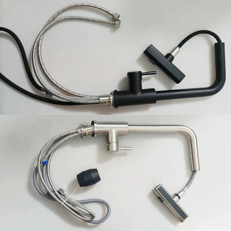 Edelstahl Zieh-nach-unten Wasserhahn Drei-in-eins Küchenarmatur