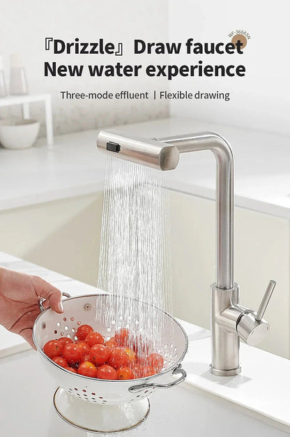 Edelstahl Ausziehbarer Küchenwasserhahn Wasserfall Mischwasser Spültapete