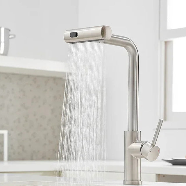 Edelstahl Ausziehbarer Küchenwasserhahn Wasserfall Mischwasser Spültapete