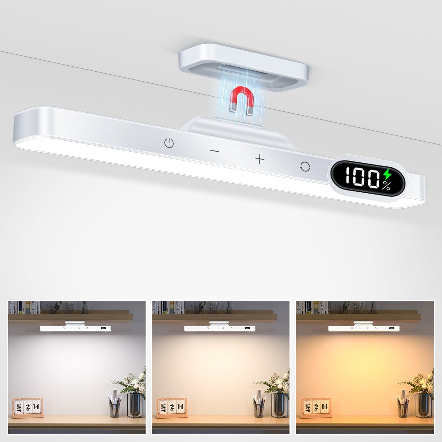 Tragbare LED Schreibtischleuchte - Magnetisch, Fernbedienung Dimmbar mit 3 Farbmodi
