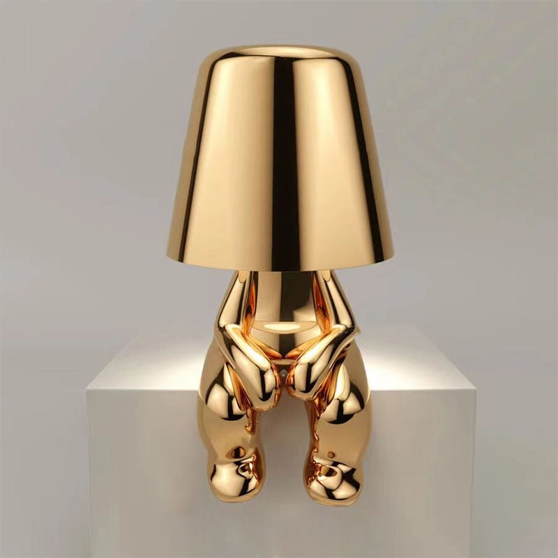 ThinkerGlow™ Goldene Denkfigur LED Tischlampe | Künstlerisches Stimmungslicht | Dekoleuchte für Zuhause & Büro