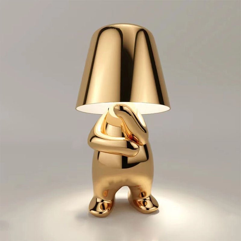 ThinkerGlow™ Goldene Denkfigur LED Tischlampe | Künstlerisches Stimmungslicht | Dekoleuchte für Zuhause & Büro