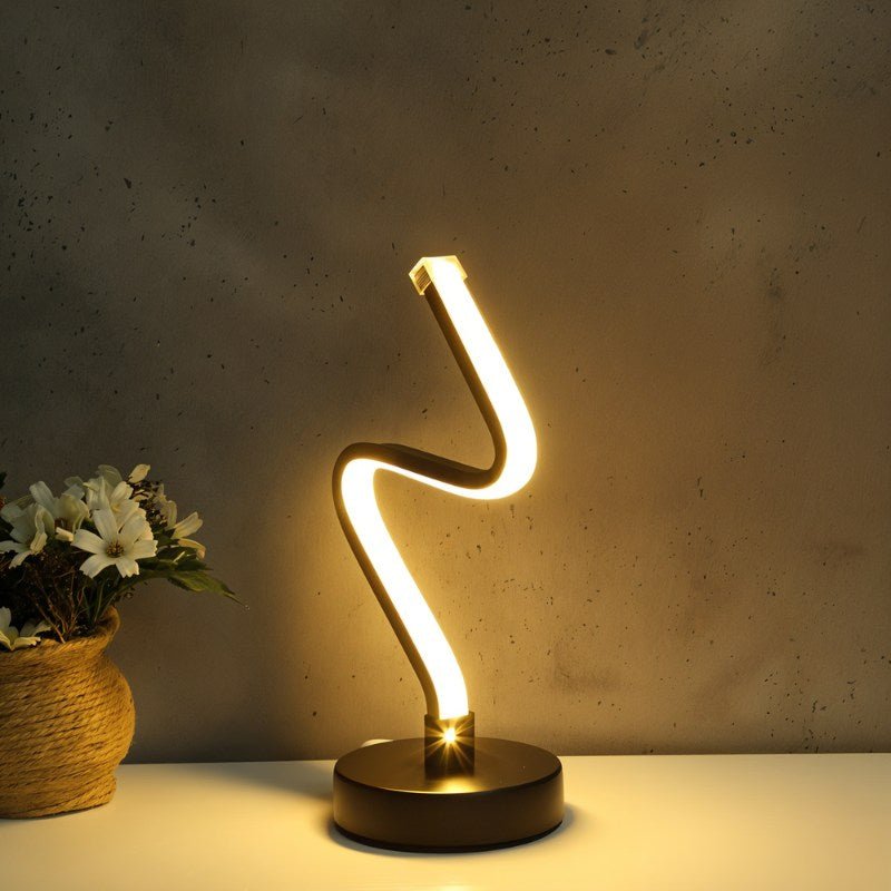 Elegante schwarze Tischlampe aus Metall mit LED-Beleuchtung