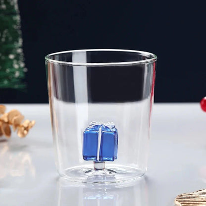 Transparenter Weihnachtsglasbecher mit optionaler Geschenkbox