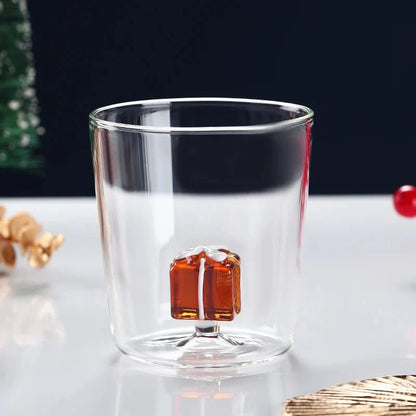 Transparenter Weihnachtsglasbecher mit optionaler Geschenkbox