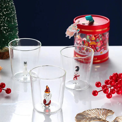 Transparenter Weihnachtsglasbecher mit optionaler Geschenkbox