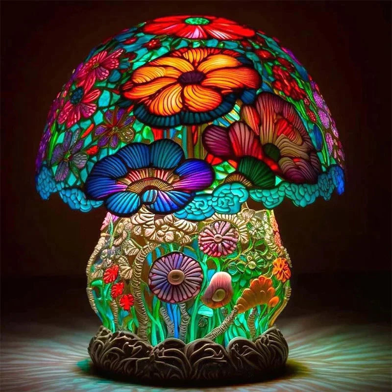 Elegante Buntglas-Tischlampe