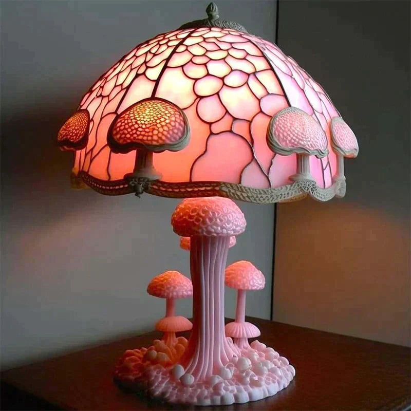Elegante Buntglas-Tischlampe