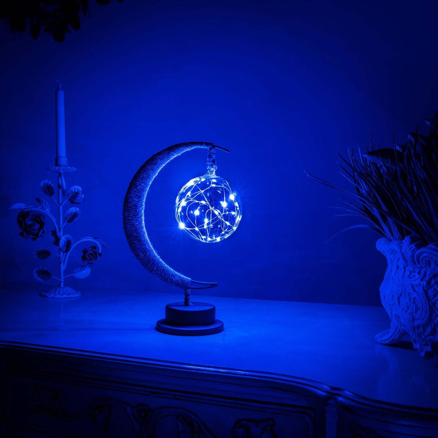Verzauberte Mondlampe - Magischer Glas Mond mit LED Licht