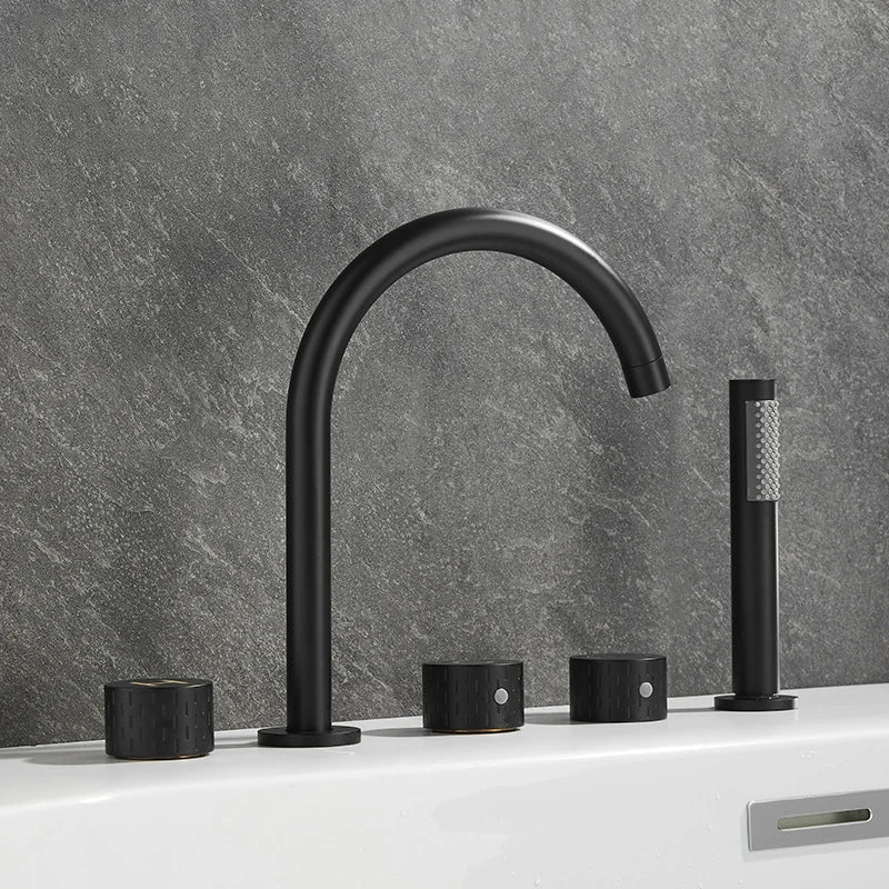 Luxus Messing Deckmontierter 5-Loch Badewannenwaschtischmischer Wasserhahn