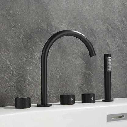 Luxus Messing Deckmontierter 5-Loch Badewannenwaschtischmischer Wasserhahn