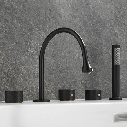 Luxus Messing Deckmontierter 5-Loch Badewannenwaschtischmischer Wasserhahn