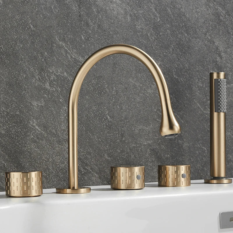 Luxus Messing Deckmontierter 5-Loch Badewannenwaschtischmischer Wasserhahn