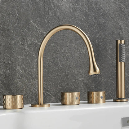 Luxus Messing Deckmontierter 5-Loch Badewannenwaschtischmischer Wasserhahn