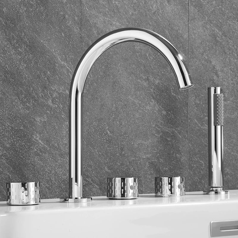 Luxus Messing Deckmontierter 5-Loch Badewannenwaschtischmischer Wasserhahn