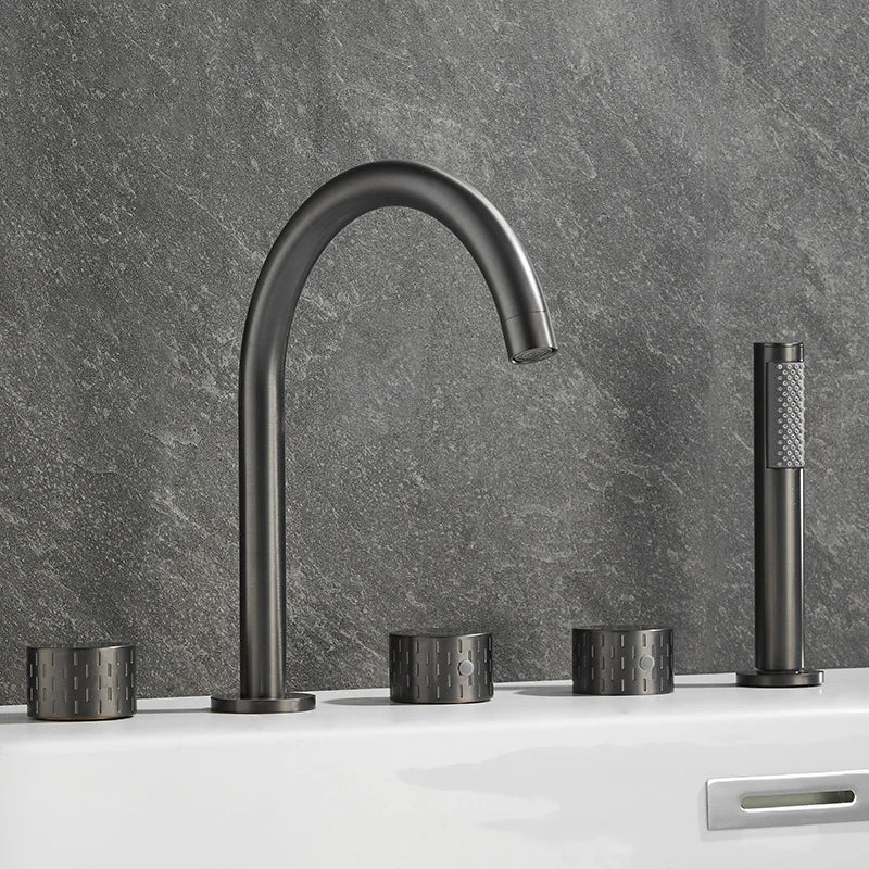 Luxus Messing Deckmontierter 5-Loch Badewannenwaschtischmischer Wasserhahn