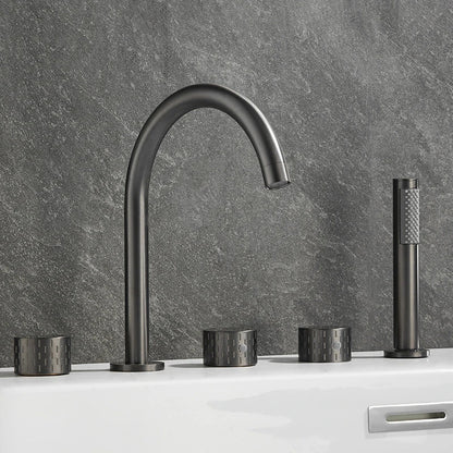 Luxus Messing Deckmontierter 5-Loch Badewannenwaschtischmischer Wasserhahn