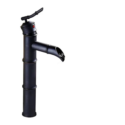 Schwarzer Bambus Messing Wasserfall Badezimmer Waschbecken Armatur Mischbatterie
