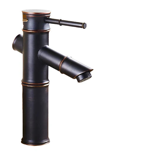 Schwarzer Bambus Messing Wasserfall Badezimmer Waschbecken Armatur Mischbatterie
