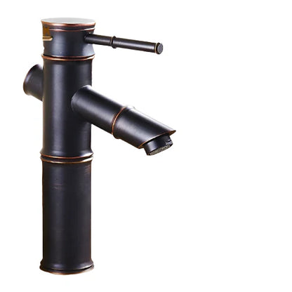 Schwarzer Bambus Messing Wasserfall Badezimmer Waschbecken Armatur Mischbatterie