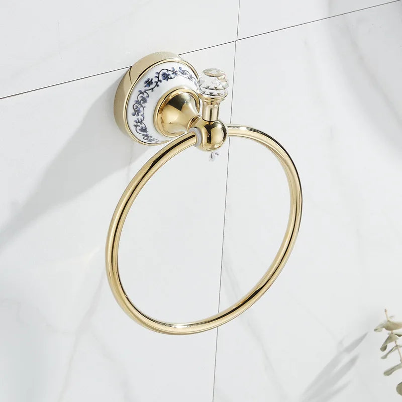 Luxus Gold Badezimmerzubehör Wandmontierte Keramikarmaturen
