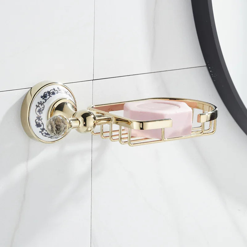 Luxus Gold Badezimmerzubehör Wandmontierte Keramikarmaturen