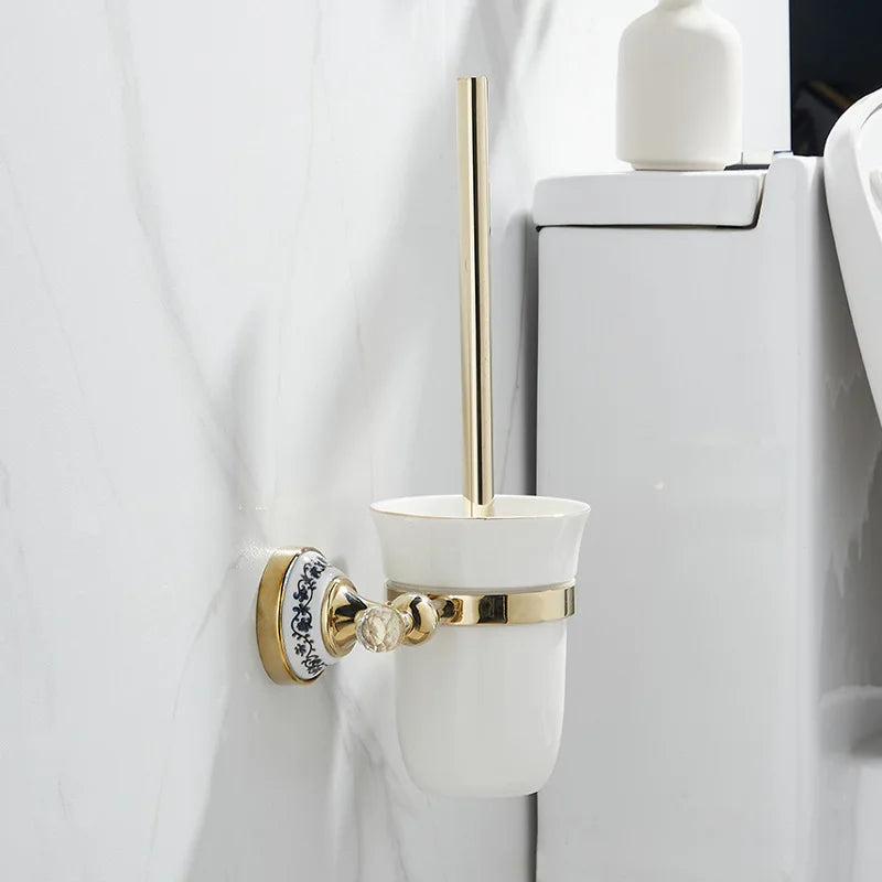 Luxus Gold Badezimmerzubehör Wandmontierte Keramikarmaturen