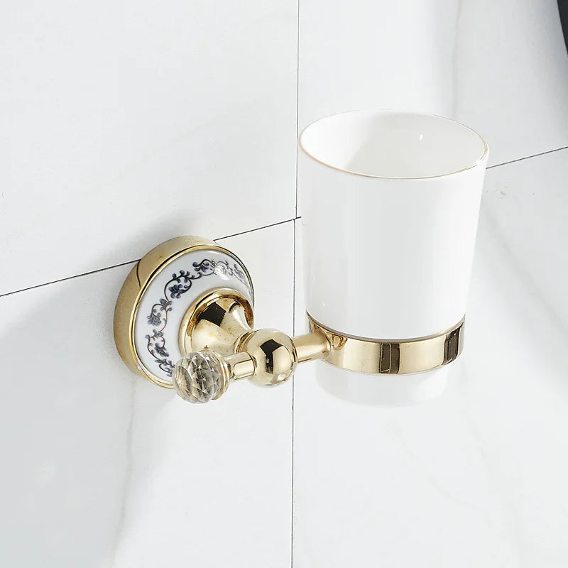 Luxus Gold Badezimmerzubehör Wandmontierte Keramikarmaturen