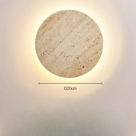 Runde Travertin LED Wandleuchte | LumeStone