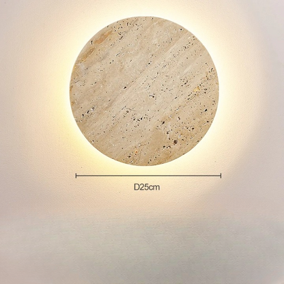 Runde Travertin LED Wandleuchte | LumeStone